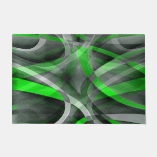 Eighties Retro Neon Green and Grey Curved Line Pat Doormat