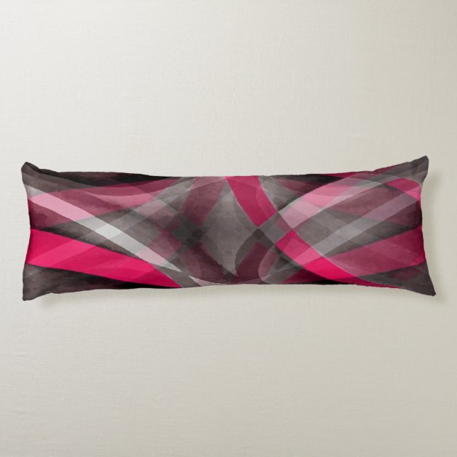 Eighties Rose Pink and Grey Funky Pattern Body Pillow (Back)