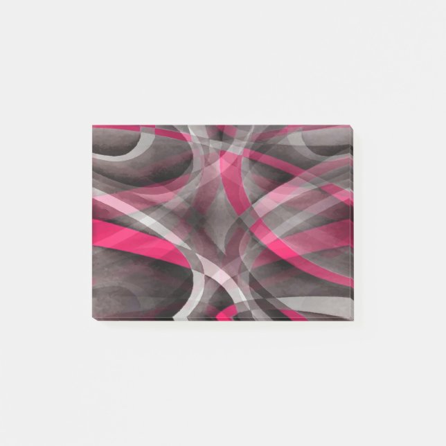 Eighties Rose Pink and Grey Funky Pattern Post-it Notes (Front)