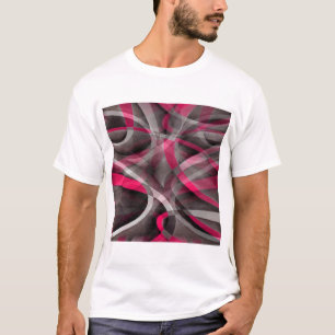 Eighties Rose Pink and Grey Funky Pattern T-Shirt