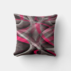 Eighties Rose Pink and Grey Funky Pattern Throw Pillow