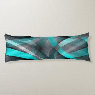Eighties Turquoise and Grey Arched Line Pattern Body Pillow