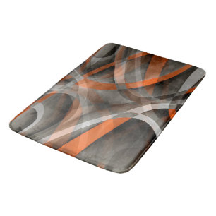 Eighties Vibes Burned Orange and Grey Layered Curv Bath Mat
