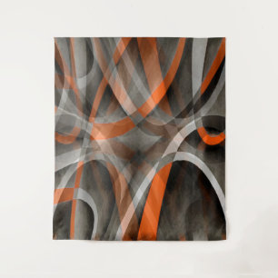 Eighties Vibes Burned Orange and Grey Layered Curv Tapestry