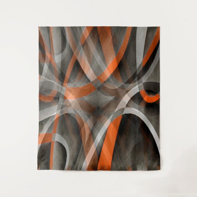 Eighties Vibes Burned Orange and Grey Layered Curv Tapestry (Front)
