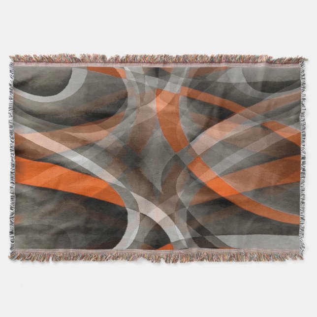 Eighties Vibes Burned Orange and Grey Layered Curv Throw Blanket (Front)