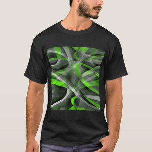 Eighties Vibes Lime and Grey Layered Curve Pattern T-Shirt