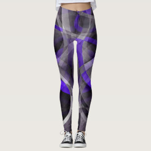 Eighties Vibes Violet Blue and Grey Funky Pattern. Leggings