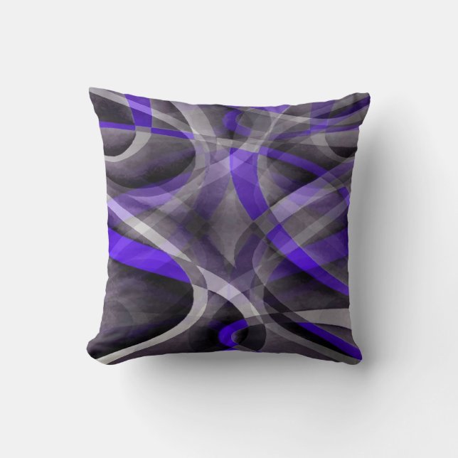 Eighties Vibes Violet Blue and Grey Funky Pattern. Throw Pillow (Front)