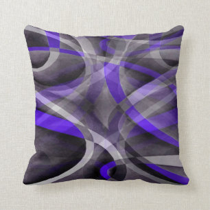 Eighties Vibes Violet Blue and Grey Funky Pattern. Throw Pillow