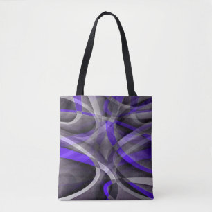 Eighties Vibes Violet Blue and Grey Funky Pattern Tote Bag