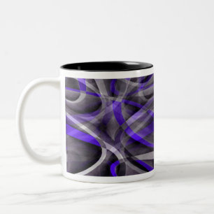Eighties Vibes Violet Blue and Grey Funky Pattern Two-Tone Coffee Mug