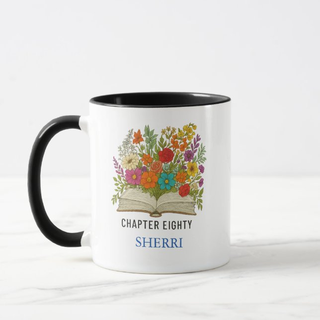 Eightieth Birthday Personalized Name and Message Mug (Left)