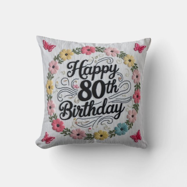 Eighty and Elegant” Throw Pillow: Celebrate a Mile Pillow (Front)