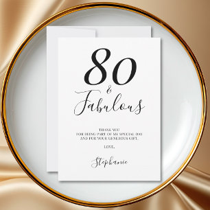 Eighty and Fabulous 80th Birthday Party Thank You Card