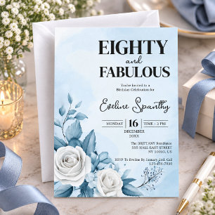 Eighty and Fabulous Floral 80th Birthday Floral  Invitation