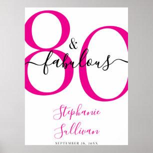 Eighty and Fabulous Pink 80th Birthday Party Poster