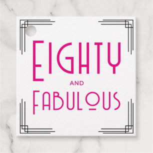 Eighty and Fabulous Pink Art Deco 80th Birthday Favour Tags