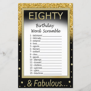 Eighty Birthday Word Scramble Game