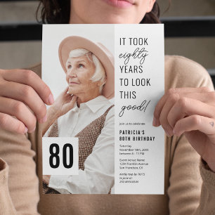 Eighty Chic Photo 80th Birthday Party Invitation