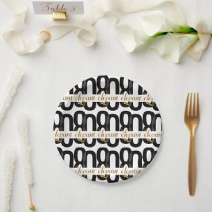 Eighty & Elegant 80th Birthday Black Gold Party Paper Plate