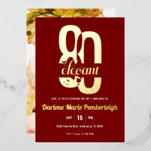 Eighty & Elegant Peony 80th Birthday Ruby Red Gold
