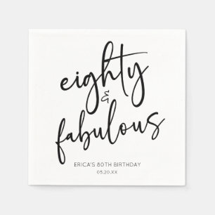 Eighty & Fabulous Minimal 80th Birthday Party Napkin