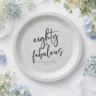 Eighty & Fabulous Minimal 80th Birthday Party Paper Plate