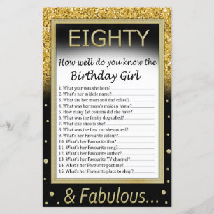 Eighty How well do you know the birthday girl