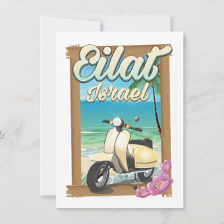 Eilat Beach Israel scooter travel poster Invitation