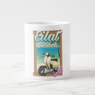 Eilat Beach Israel scooter travel poster Large Coffee Mug