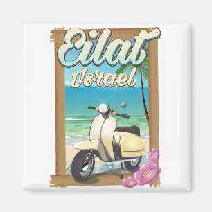 Eilat Beach Israel scooter travel poster Magnet