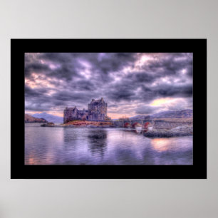 Eilean Donan Castle at Sunset (Bordered) Poster