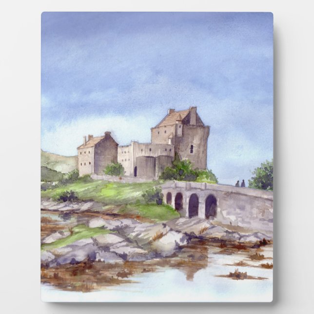 Eilean Donan Castle Watercolor Painting Plaque (Front)