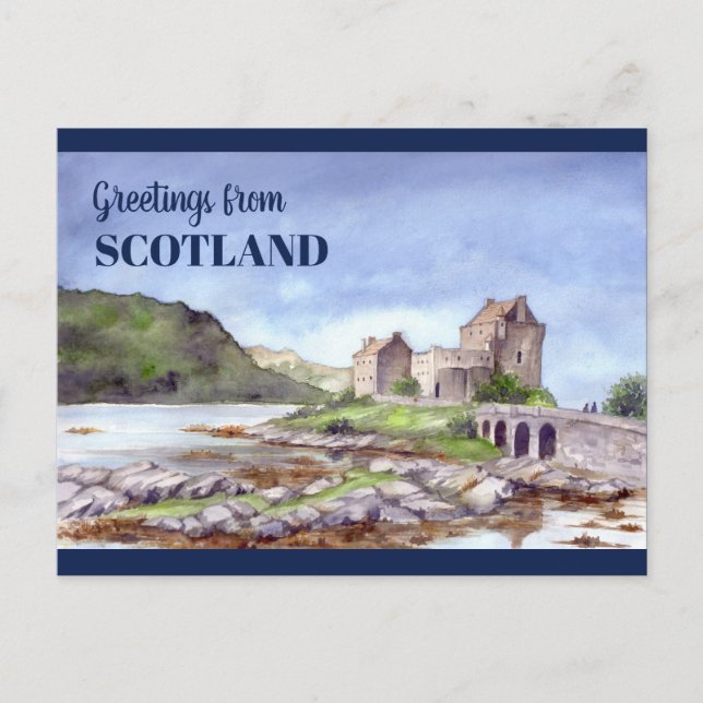 Eilean Donan Castle Watercolor Painting Postcard (Front)