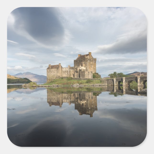 Eilean Donan Castle with reflection in Scotland Square Sticker (Front)