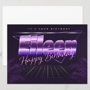 Eileen Name Vorname lila retro Karte Geburtstag Card