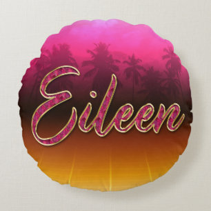 Eileen Vorname Name golden pink Kissen Round Pillow