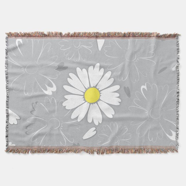 Eilin's Daisy Flower Throw Blanket (Front)