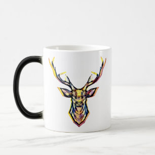 Ein Hirschkopf als buntes Bild im Aquarell Stil Magic Mug