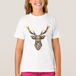 Ein Hirschkopf als buntes Bild im Aquarell Stil T-Shirt