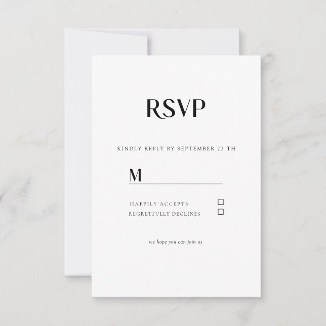 Einfache Moderne Wedding  RSVP Karte Card (Front)