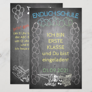 Einladungskarte zur Einschulung im Tafelstil