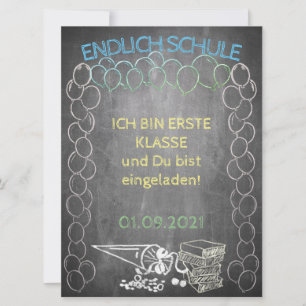 Einladungskarte zur Einschulung im Tafelstil