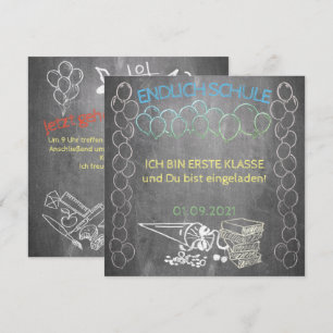 Einladungskarte zur Einschulung im Tafelstil