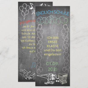 Einladungskarte zur Einschulung im Tafelstil