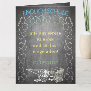 Einladungskarte zur Einschulung im Tafelstil Card