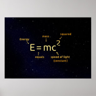 einstein mathematics formula on night stars poster