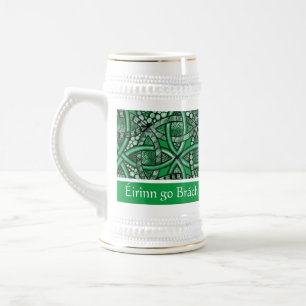 Éirinn go Brách Kelly Green Celtic Knot Beer Stein