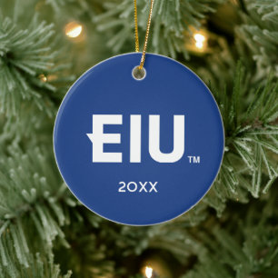 EIU Block Letter Ceramic Ornament
